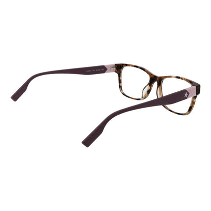 Converse Brown Plastic Glasses (Frames) for women, full-rim rectangle style with demo lenses, includes branded case, size 53-16-140.