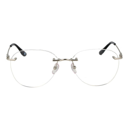Front view of BMW Silver Titanium Glasses (Frames) in a bottom-rim style, showcasing silver titanium frame and demo lenses. Size: 56-15-145.