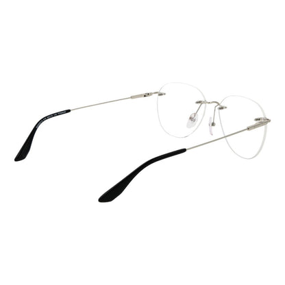 BMW Silver Titanium Glasses (Frames) for men in a panto style with bottom-rim, silver color, and demo lenses, size 56-15-145.