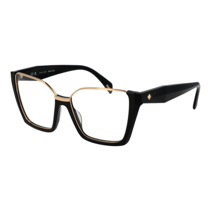 Police Black Cellulose Acetate Glasses (Frames) for women in black full-rim square style with a branded case.