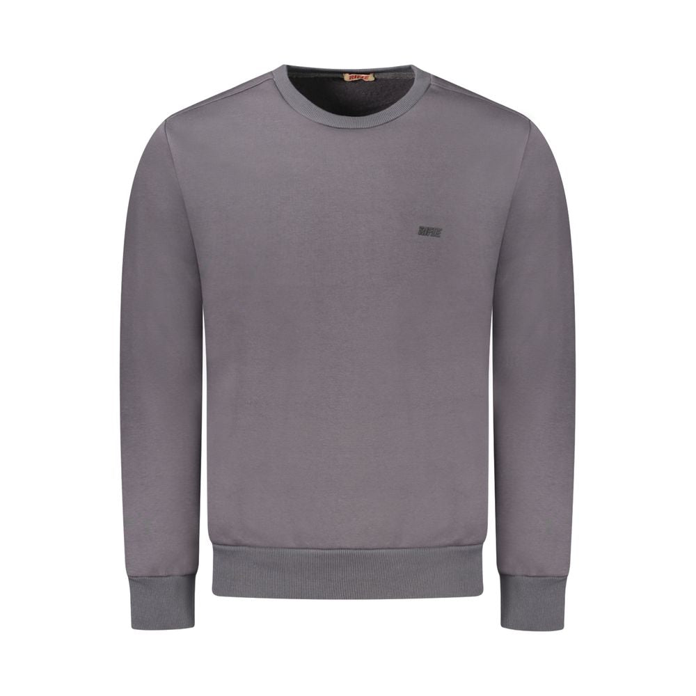Rifle Gray Cotton Sweatshirt - Long sleeve, crew neck with logo application. Ideal men's fashion choice for comfort and style.
