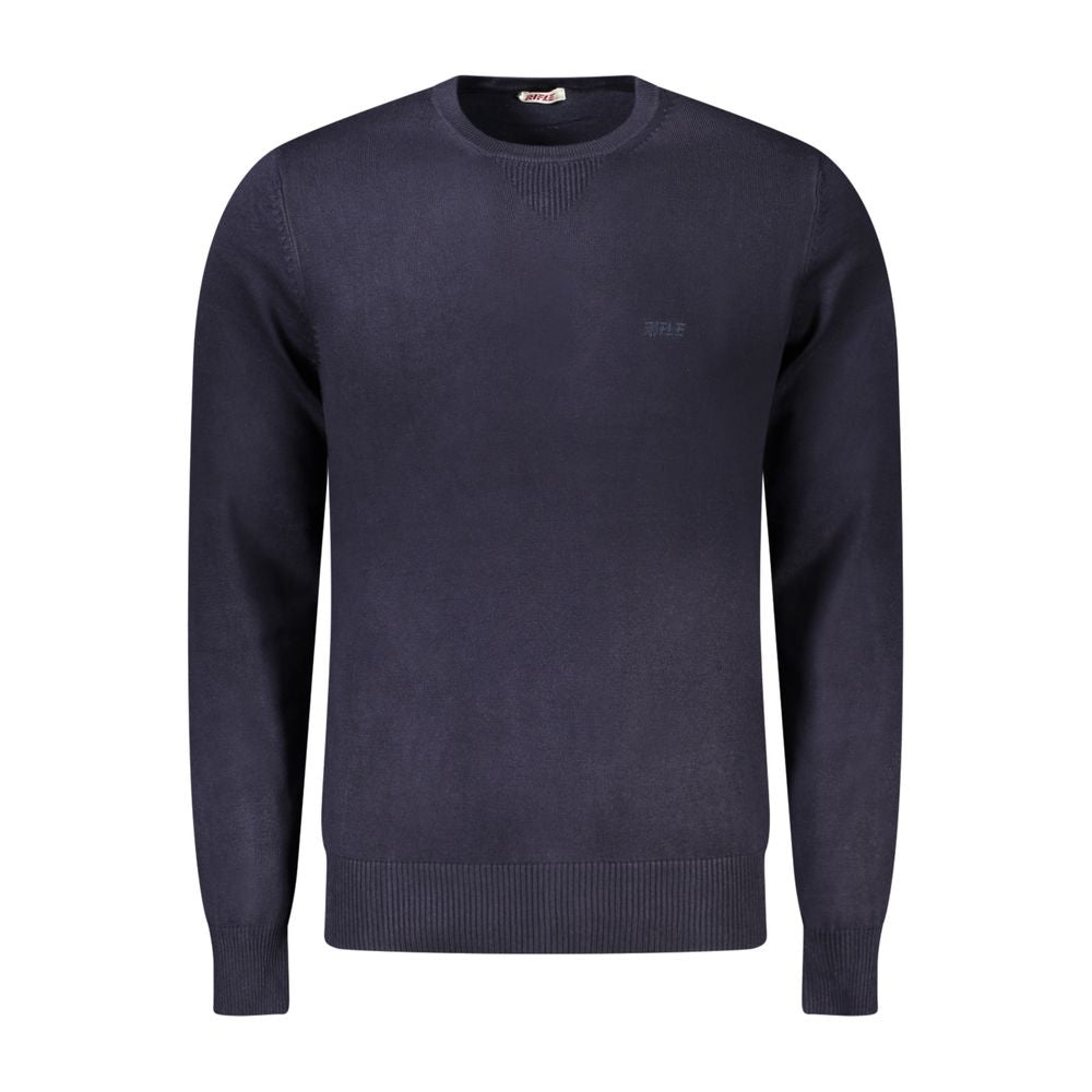 Rifle Blue Nylon Sweater, long-sleeved, crew neck with embroidery and logo, stylish and versatile for men.