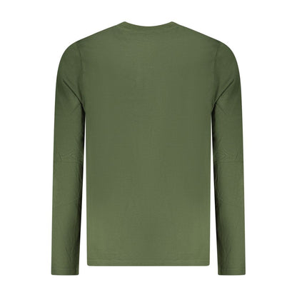 Norway 1963 Green Cotton Men T-Shirt long-sleeved back view, showcasing classic crew neck style and iconic applique logo.