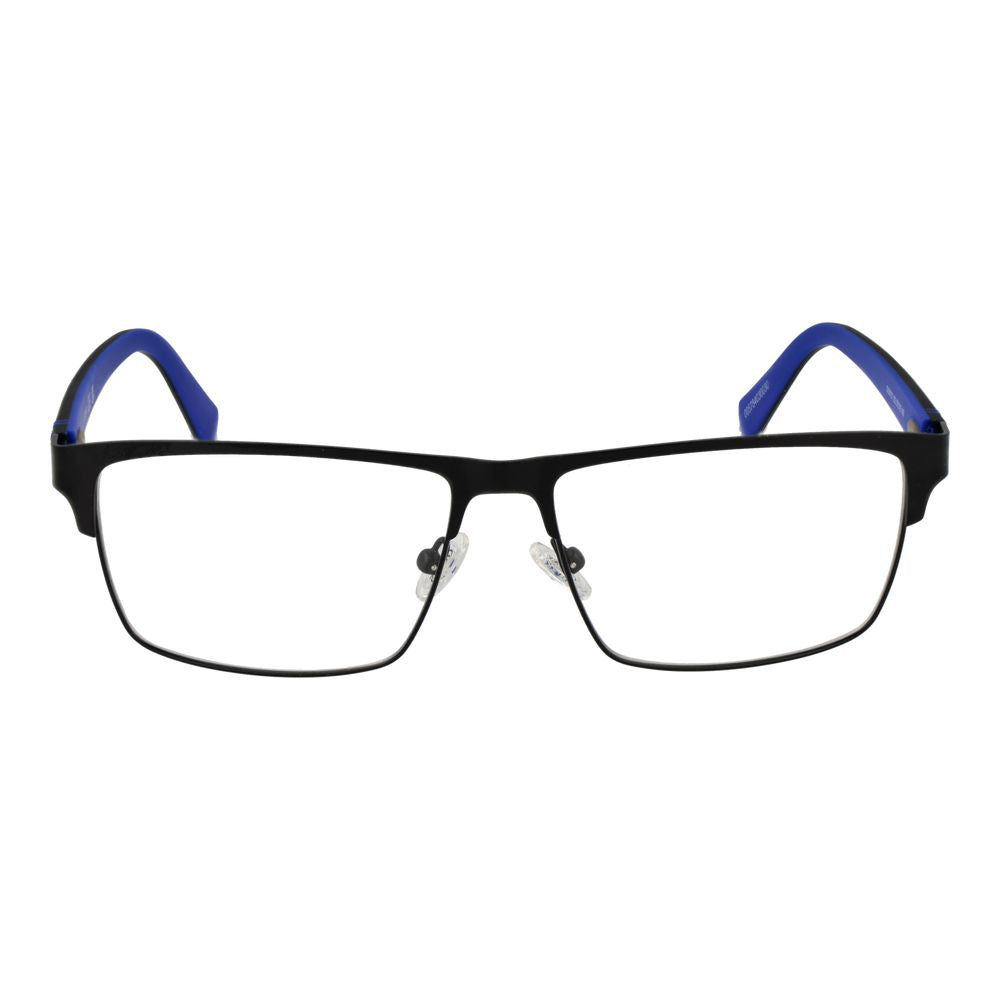 Guess Black Metal Glasses (Frames) for men, full-rim rectangle style with 57mm lenses, metal frame, and spring hinge.
