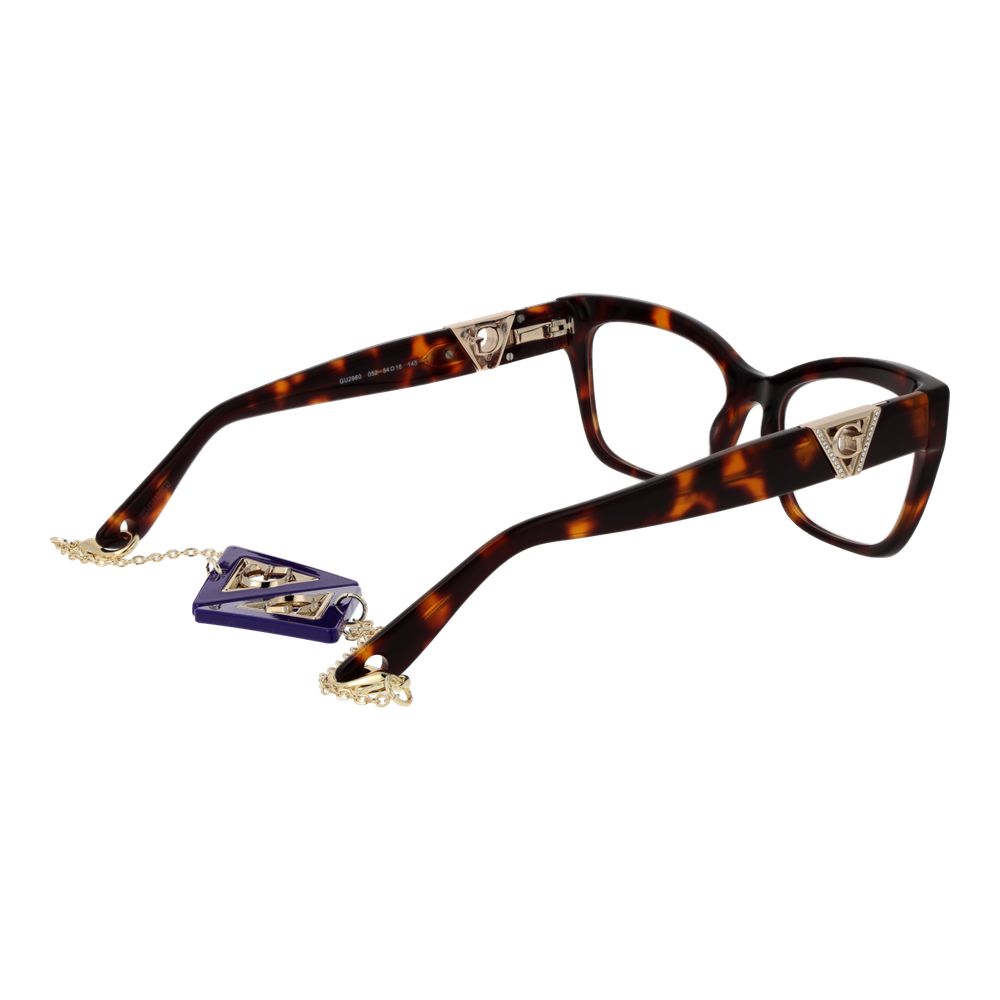 Guess Brown Acetate Glasses (Frames) with full-rim cat eye design, acetate material, spring hinge, and branded case included.