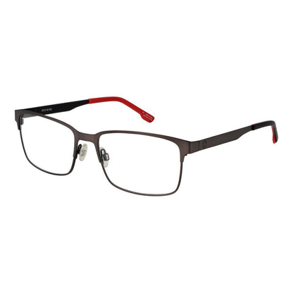 Spy Black Plastic Glasses (Frames) with red accents, unisex full-rim style, featuring plastic lenses and a spring hinge for comfort.