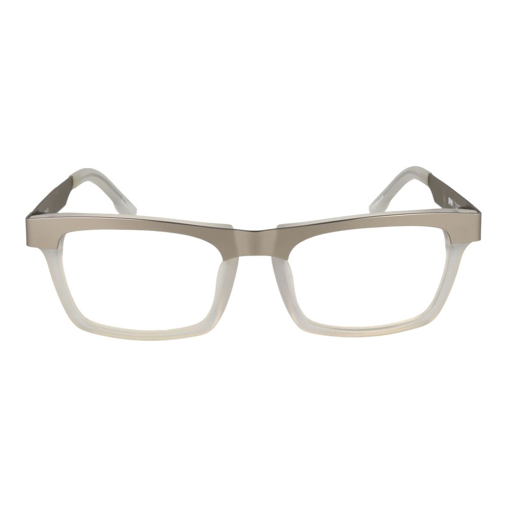 Spy Silver Plastic Glasses (Frames), unisex full-rim silver plastic rectangular frames with demo lenses, spring hinge, size 54-19-142.