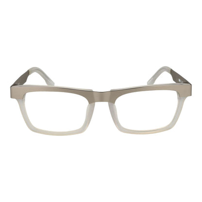 Spy Silver Plastic Glasses (Frames), unisex full-rim silver plastic rectangular frames with demo lenses, spring hinge, size 54-19-142.