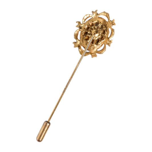 Dolce & Gabbana Gold Tone Green Stone Antique Men Accessory Brooch Pin