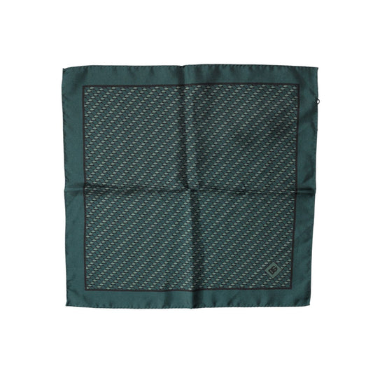 Dolce & Gabbana Dark Green Silk Patterned Handkerchief 32cm x 31cm Scarf