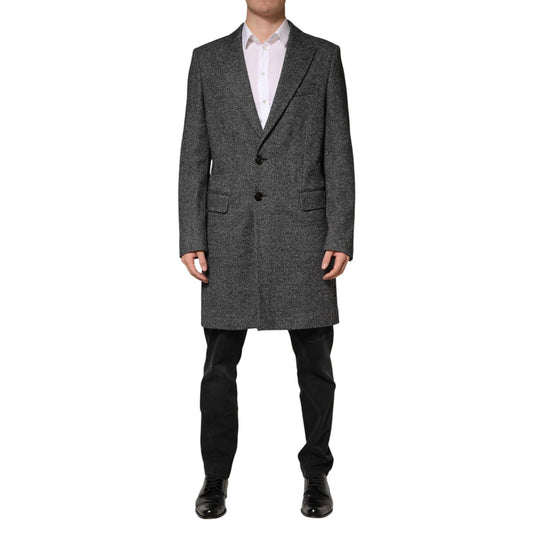 Dolce & Gabbana Gray Wool Blend Long Trench Coat Men Jacket