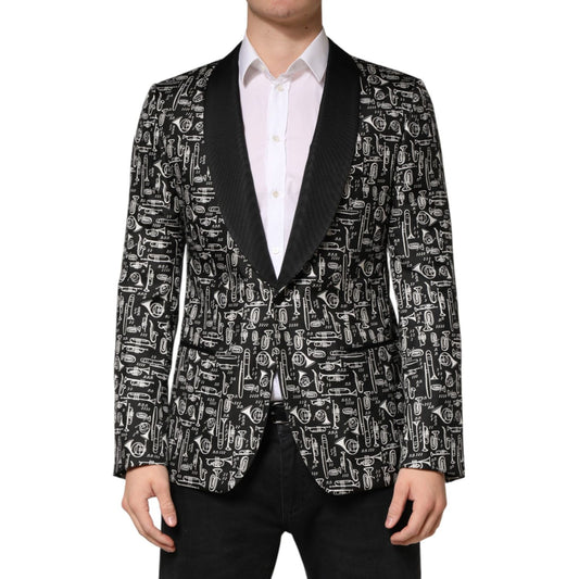 Dolce & Gabbana Black Jazz Club Silk Single Breasted Blazer