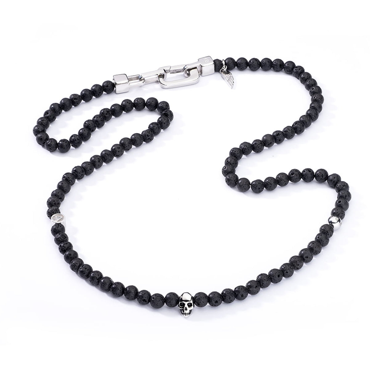 Black beaded necklace with skull design from AN JEWELS JEWELRY Mod. AA.C255SBK.