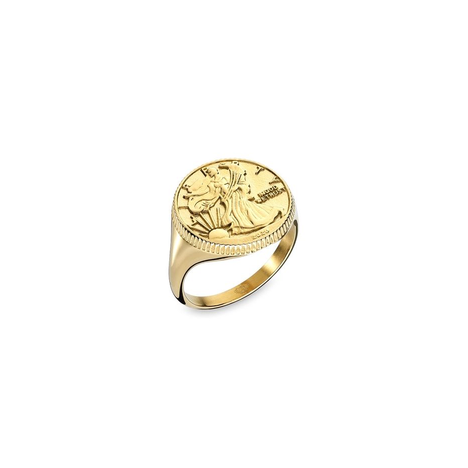 Gold ring featuring an intricate design from AN JEWELS JEWELRY Mod. AAC.R02Y-5, perfect for luxurious style.