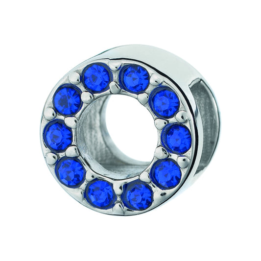 AN JEWELS JEWELRY Mod. AL.DLI01BL round silver charm with blue gemstones