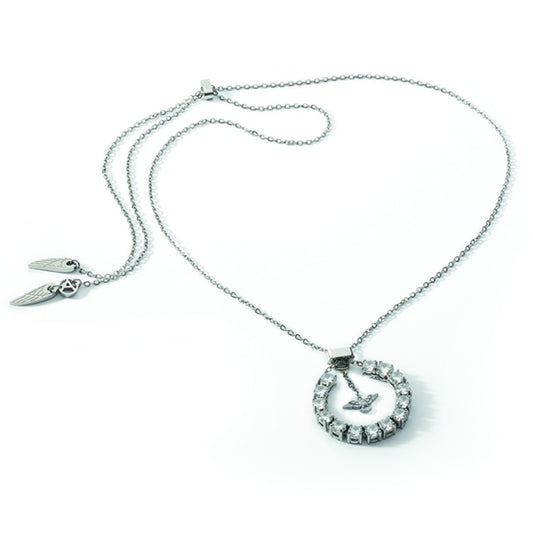 AN JEWELS JEWELRY Mod. AL.NLOY1SC silver necklace with circle pendant and delicate chain design.