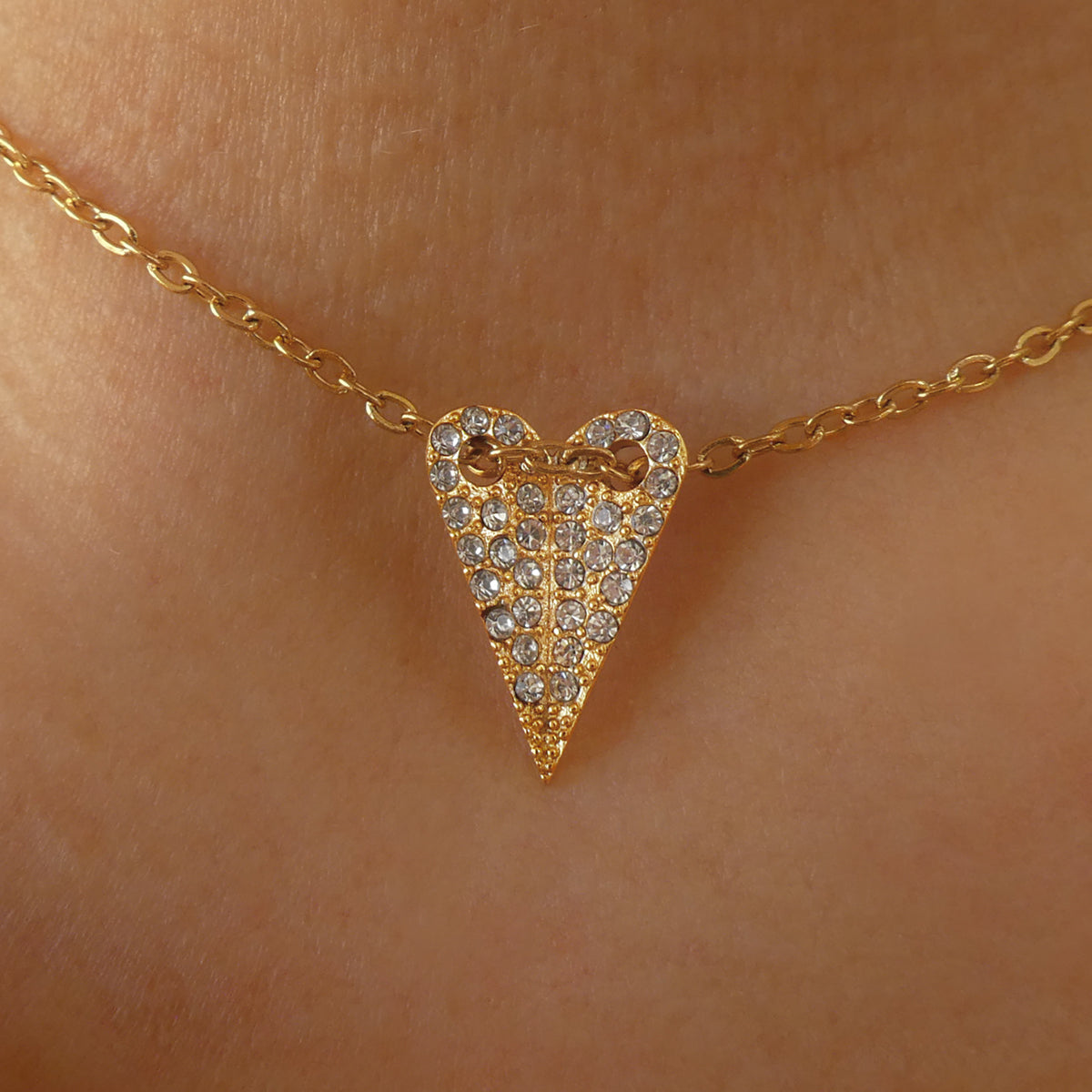 AN JEWELS JEWELRY Mod. AL.NMOH24CZ gold necklace with diamond heart pendant