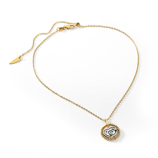 Alt Tag: AN JEWELS JEWELRY Mod. AL.NSOKSSYC gold necklace with heart-shaped pendant on white background.