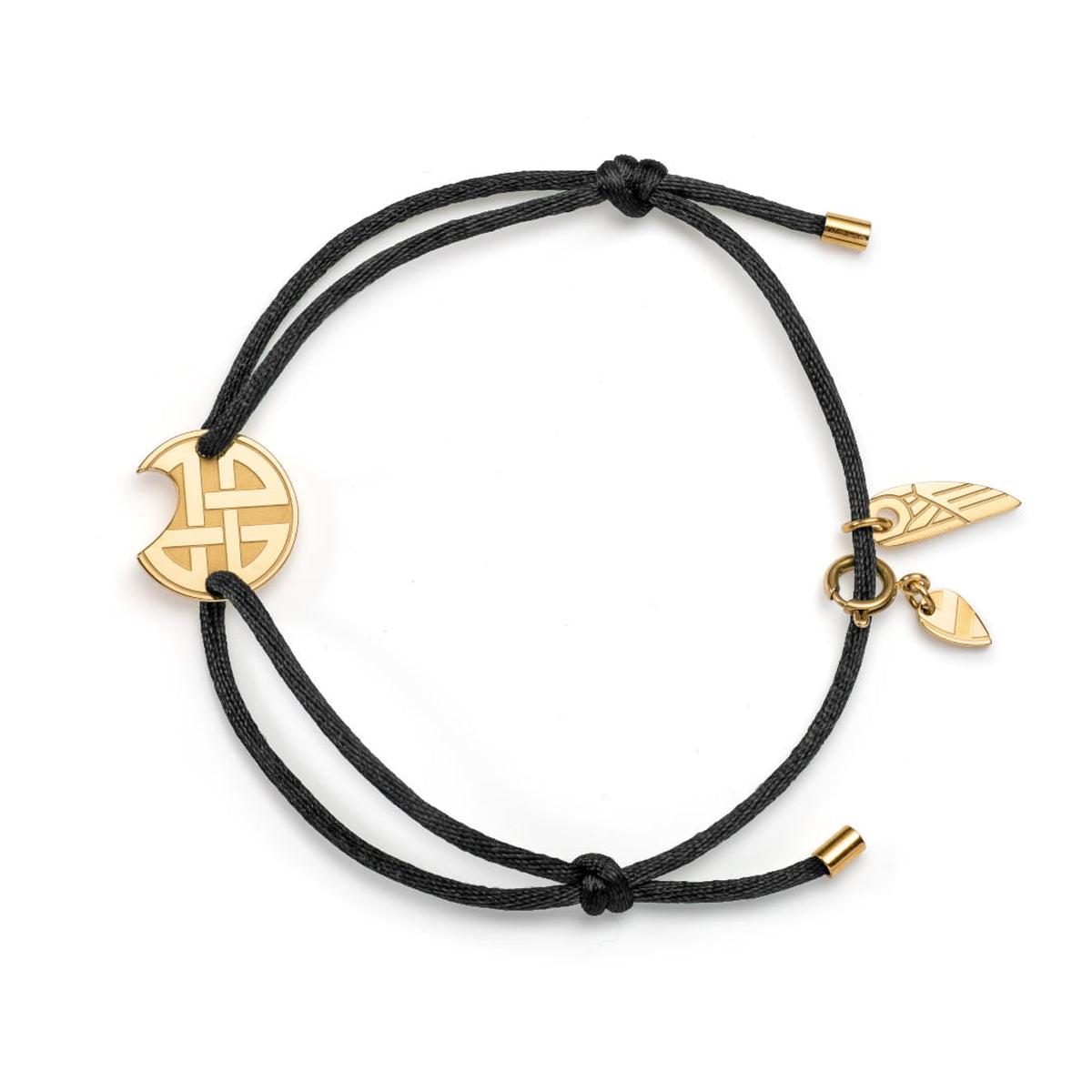 AN JEWELS JEWELRY Mod. AV.BGLBGGBK black cord bracelet with gold charm