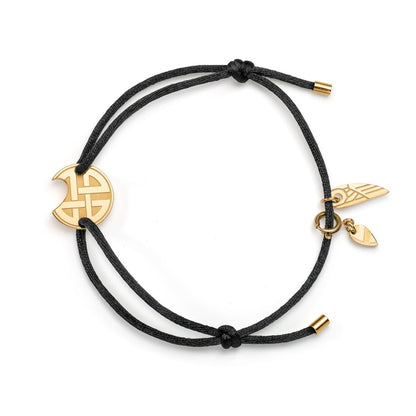 AN JEWELS JEWELRY Mod. AV.BGLBGGBK black cord bracelet with gold charm