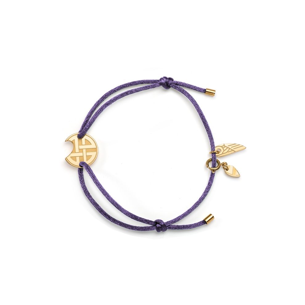 AN JEWELS JEWELRY Mod. AV.BGLBGGVI purple cord bracelet with gold accents.