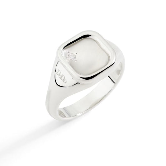 ANELLI DODO MOD. DAC5001SIGNEDB0AG50 silver ring with diamond detail on a white background.