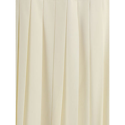 Alessandra Rich White Fleece Wool Midi Skirt