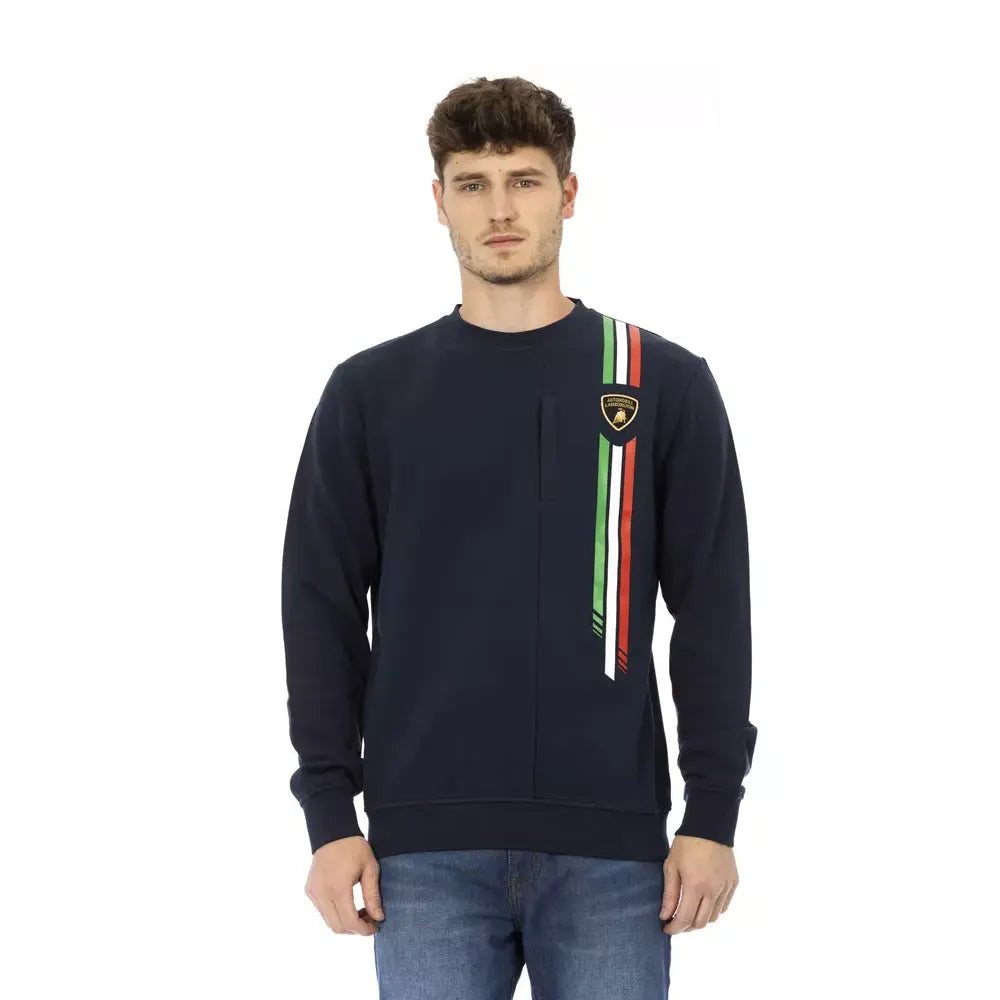 Automobili Lamborghini Blue Cotton Men Sweater