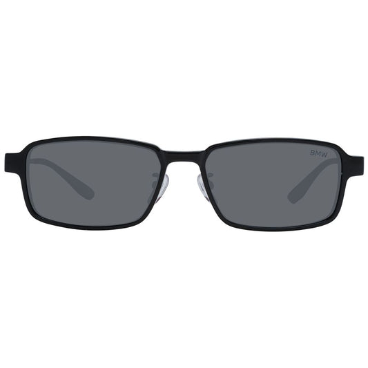 BMW Gray Men Glasses Frame in titanium, full-rim rectangle style, polarized lenses, 100% UVA & UVB protection, includes branded case