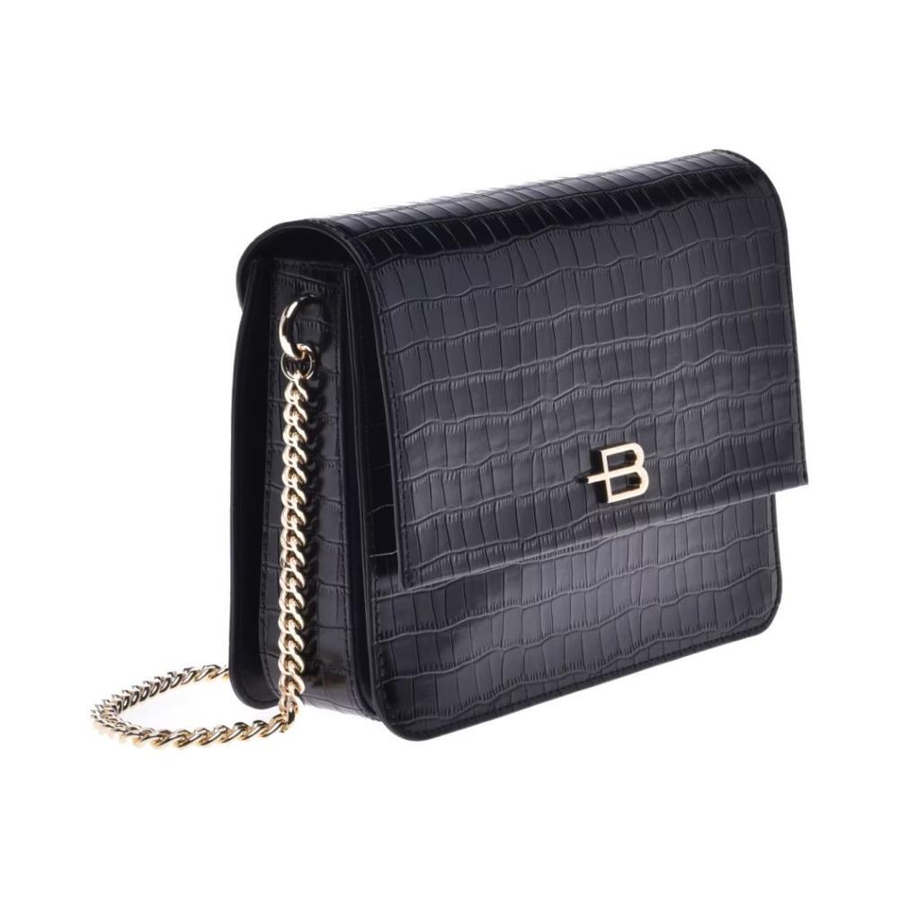 Baldinini Trend Black Calfskin Women Crossbody Bag BA-12243