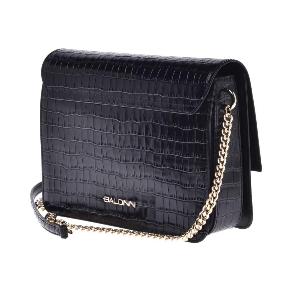 Baldinini Trend Black Calfskin Women Crossbody Bag BA-12243
