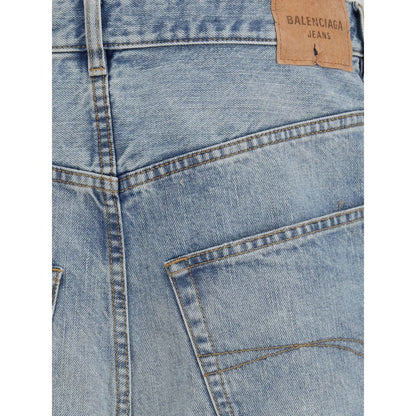 Balenciaga Light Blue Cotton Relaxed Fit Jeans