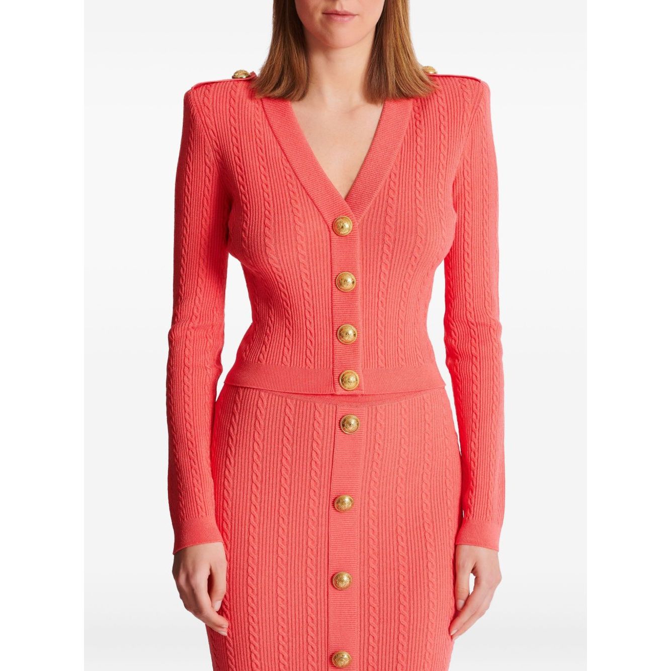 Balmain Long-sleeved twisted knit cardigan Topwear