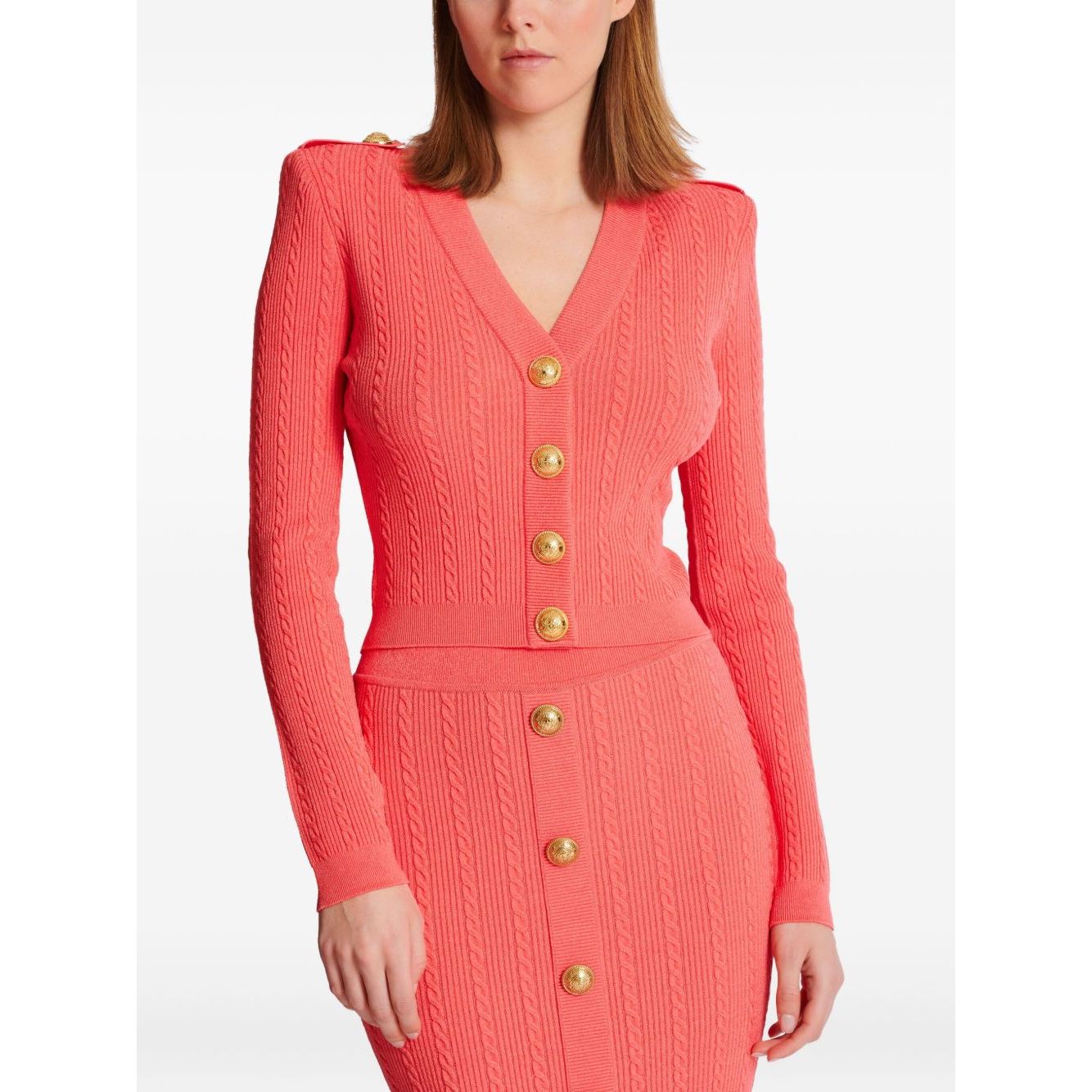 Balmain Long-sleeved twisted knit cardigan Topwear