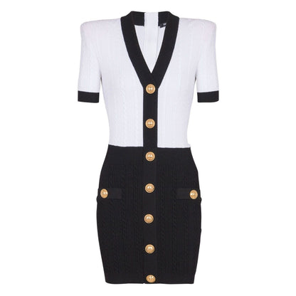 Balmain Two-tone twisted knit bodycon dress Dresses