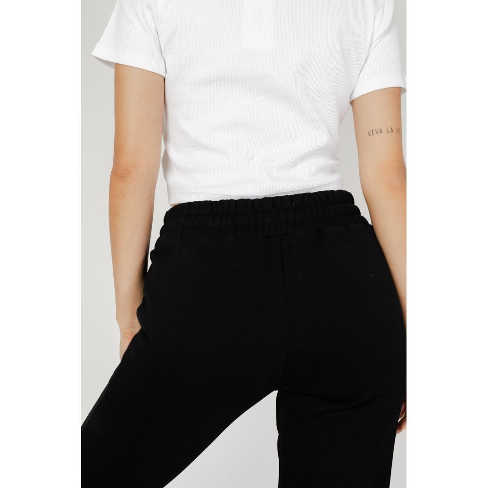 Back view of Blauer Black Cotton Joggers (Workout Pants) showing elastic waistband and modern fit for comfort and style.