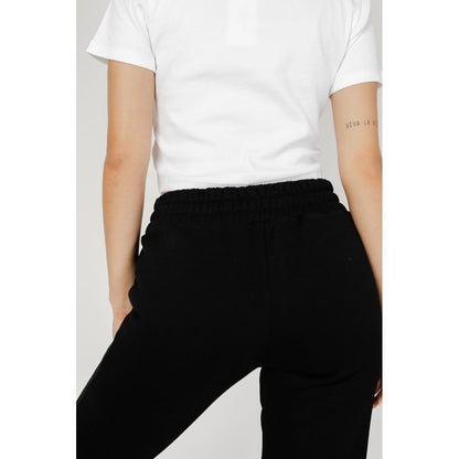 Back view of Blauer Black Cotton Joggers (Workout Pants) showing elastic waistband and modern fit for comfort and style.