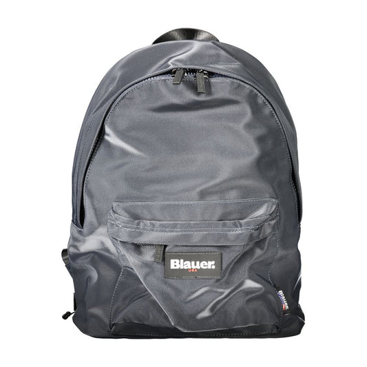 Blauer Blue Polyester Backpack with handle, adjustable straps, external pocket, internal laptop compartment, zip closure, and logo.