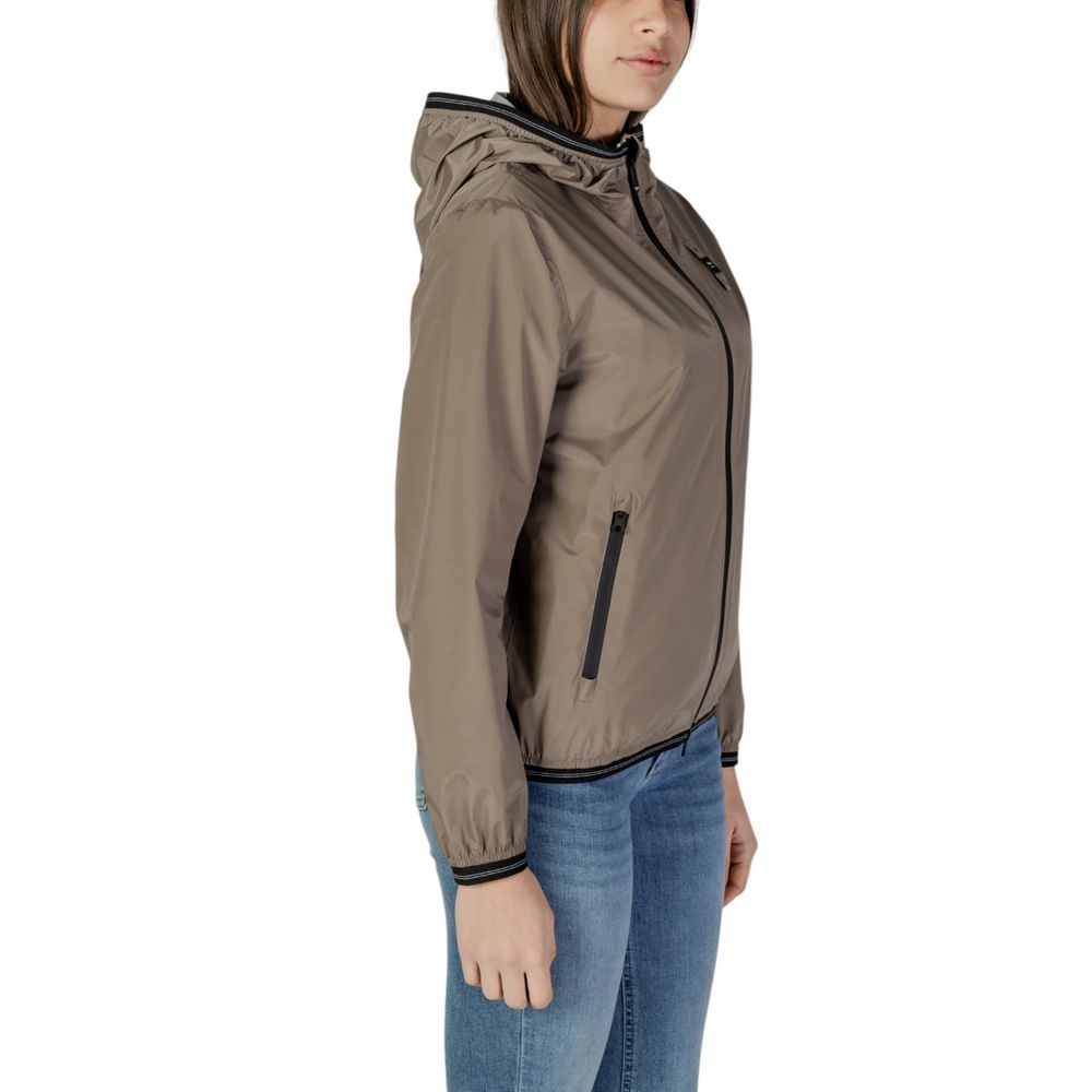 Woman wearing Blauer Green Polyamide Shell Jacket with adjustable hood and side zip pockets