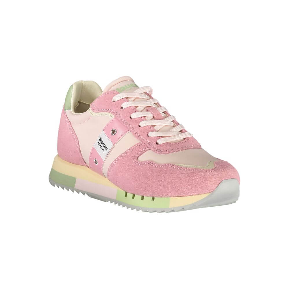 Blauer Pink Leather Women Sneaker with contrasting details and iconic logo for a chic, sporty style.