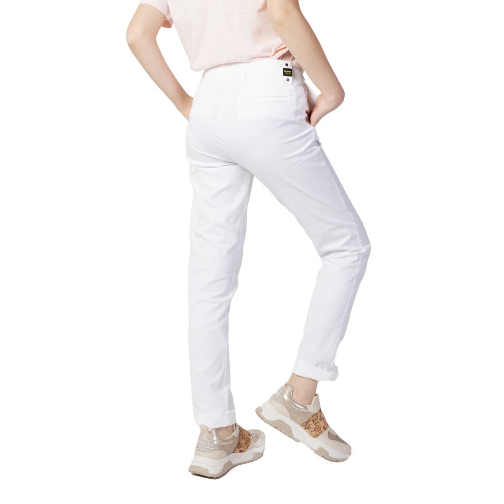 Back view of Blauer White Cotton Casual Pants worn by woman