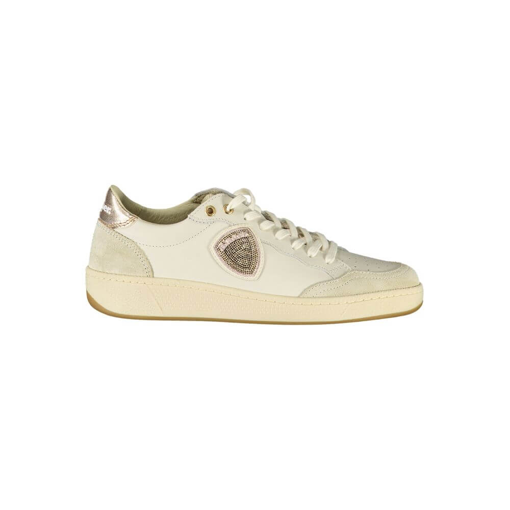 Blauer White Leather Women Sneaker with black accents and removable footbed for comfort.