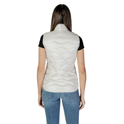 Back view of Blauer White Polyamide Sleveless Jacket with wavy quilting.