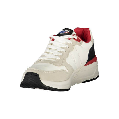 Blauer White Polyester Men Sneaker with red details and Blauer logo