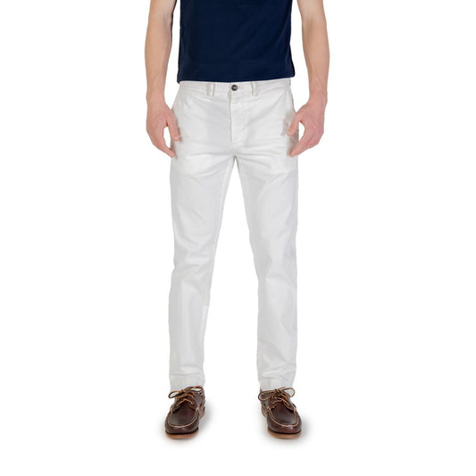Borghese White Cotton Skinny Pants for men, slim fit, comfortable and stylish, ideal for casual and formal occasions.