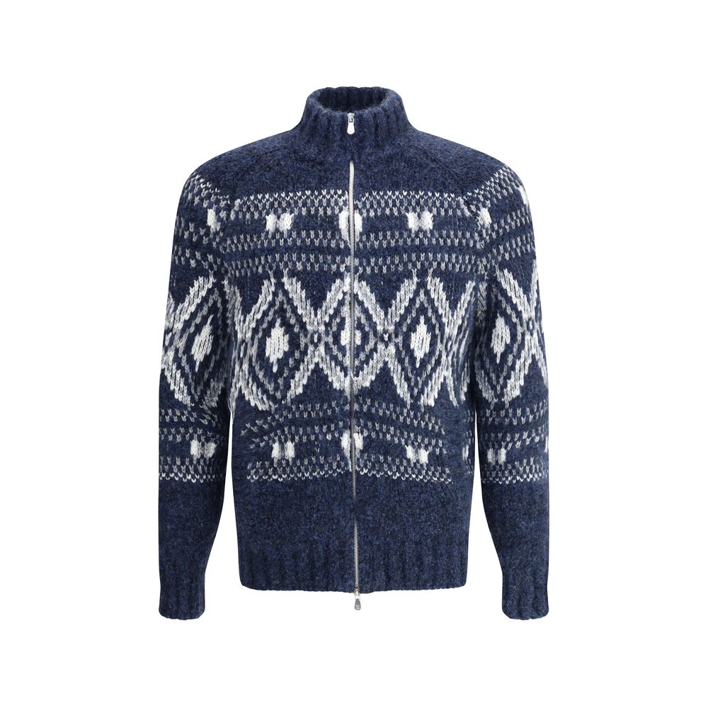 Brunello Cucinelli Blue Alpaca Vicugna Pacos Cardigan