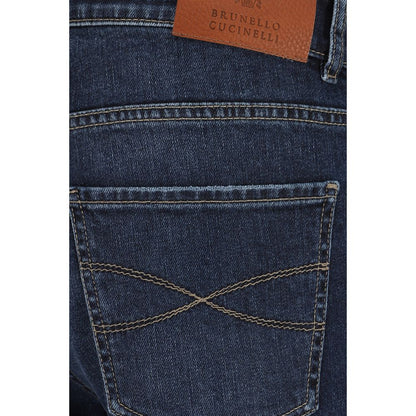 Brunello Cucinelli Blue Cotton Straight-Leg Jeans