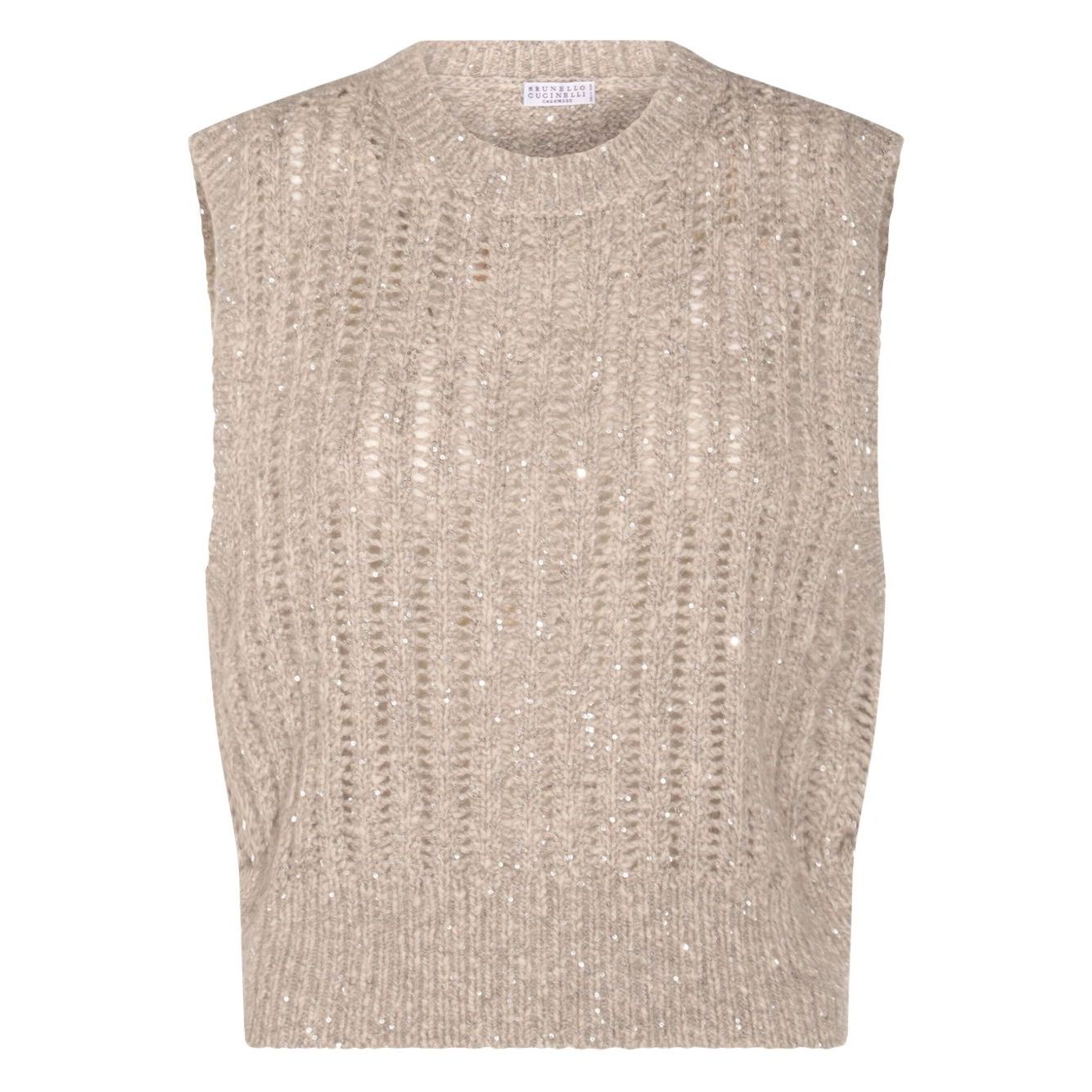 Brunello Cucinelli Natural Knitted Crewneck Vest