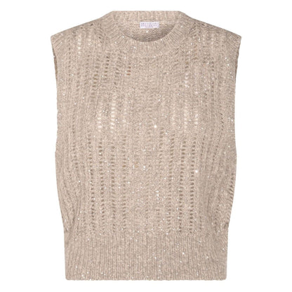 Brunello Cucinelli Natural Knitted Crewneck Vest