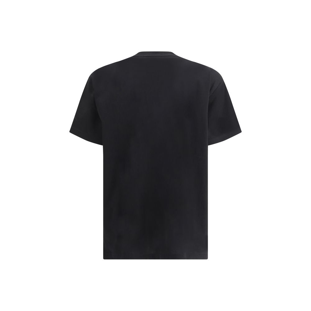 Back view of Burberry Black Cotton T-Shirt with monochrome pattern and Archive Check pocket accent for versatile style.